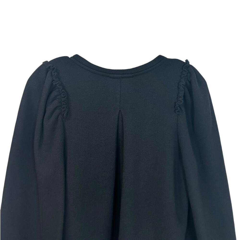 Goop G. Label Womens 'Torres' Puff-Sleeve Ruffle Sweatshirt Pullover Black Small - Picture 7 of 13